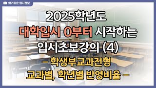 2025학년도 대학입시 O부터 시작하는 입시초보강의 학생부교과전형 교과별 학년별 반영비율 [upl. by Seed784]