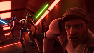 Grievous vs Kenobi on Kamino 4K HDR  Star Wars The Clone Wars [upl. by Aihsyn]