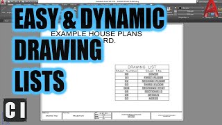 Easy Dynamic Drawing Lists in AUTOCAD Create a Sheet List in Minutes  2 Minute Tuesday [upl. by Onaicilef]