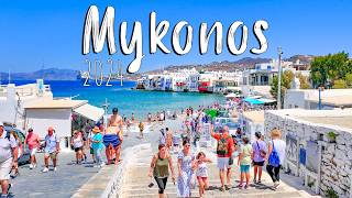 Mykonos Greece a high quality walking tour in 4k port included Greece 2024 [upl. by Lyrrehs]