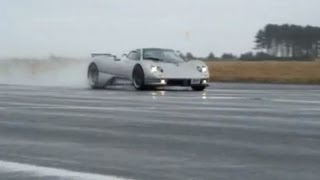 Pagani Zonda  180mph in the wet [upl. by Ahsiakal]