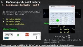 14  Cinématique du Point Matariel  Mecanique du Point SMPC [upl. by Parrisch]