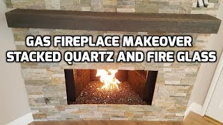 Fireplace Makeover Quartz Wall Stone Installation [upl. by Jaffe]