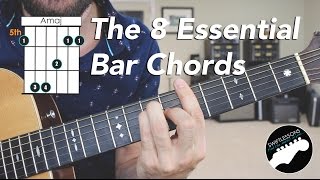 The 8 Essential Bar Chord Shapes  Easy Beginner Guitar Lesson [upl. by Tannenwald]