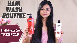 How I Wash My LONG Hair  Review TRESemmé Keratin Smooth Shampoo and Conditioner Sushmitas Diaries [upl. by Olenta66]