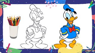 Lets drawampcolor Donald Duck 🦆from mickey mouseMagic hands KIT🖍️🎨🖌️ [upl. by Handel327]