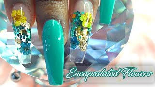 Acrylic Nails Tutorial  Acrylic Nails for Beginners  How To Encapsulated Flowers with Nail Tips [upl. by Etnoved]