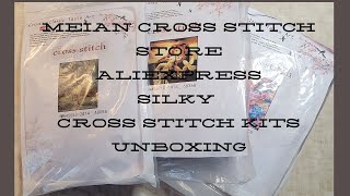 Meian Cross Stitch Store  AliExpress Silky Cross Stitch Kits Unboxing amp WIP [upl. by Enaled]