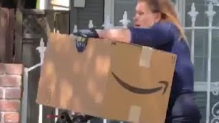 Woman Takes Off With Massive Package While Riding a Bicycle Cops [upl. by Venable]