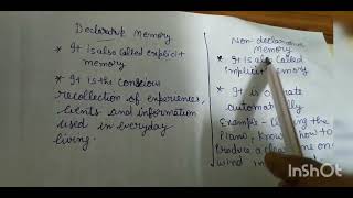 Types of MemoryDeclarative memorynondeclarative memory [upl. by Kelton]