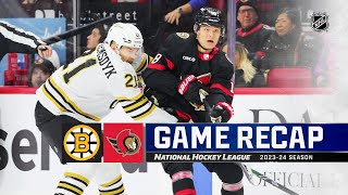 Bruins  Senators 125  NHL Highlights 2024 [upl. by Ynatirb]