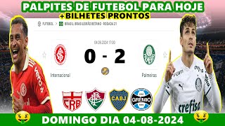 PALPITES DE FUTEBOL PARA HOJE DOMINGO DIA 04 08 2024 COM BILHETES PRONTOS [upl. by Niltag]