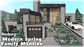 BLOXBURG Modern Spring Family Mansion Speedbuild  Roblox House Build [upl. by Luamaj]