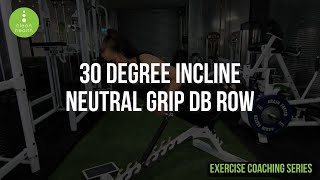 Exercise Coaching Series  30 Degree Incline Neutral Grip DB Row [upl. by Aspa]