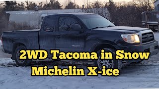 Driving my 2wd Tacoma through a snow storm and Michelin XIce tire review [upl. by Notyalk]