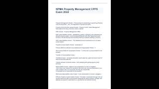 NPMA Property Management CPPS Exam 2024 [upl. by Ginsberg]