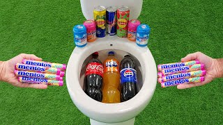 Big Coca Cola Fanta Pepsi and Mentos VS Popular Sodas  Lipton Red Bull and Mentos in the toilet [upl. by Ecirual]