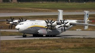 Antonov AN22 The Worlds largest Propeller Aircraft Take off at LeipzigHalle Airport 2272016 [upl. by Nagorb519]