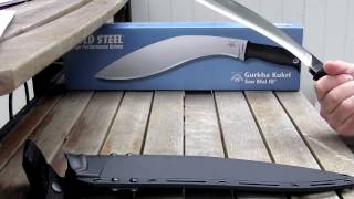 UNBOXING COLD STEEL SAN MAI III GURKHA KUKRI AND SLOW MOTION CUTTING [upl. by Neelsaj793]