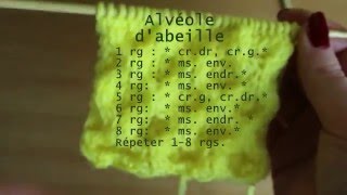 Tutoriel tricot motif lalvéole dabeille facileKnit tutorial honeycomb easy [upl. by Neelrad]