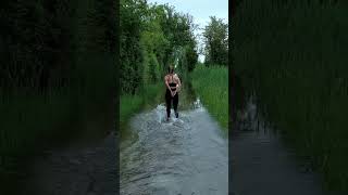 Cuffed jogging in high water  gefesseltestes Joggen im Hochwasser  Schwerzenbach [upl. by Aztiraj]