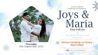 JOYS amp MARIA WEDDING LIVE 190924 [upl. by Varini]