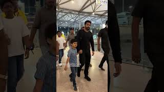 JrNTR Pranathi and kids AbhayRam amp BhargavRam jetting off from Hyderabad Airport [upl. by Geminian]