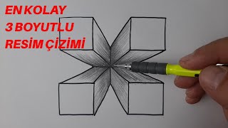 EN KOLAY 3 Boyutlu Resim Nasıl Çizilir ÇOK BASİT Bir Çizim Yöntemi [upl. by Nylqcaj]