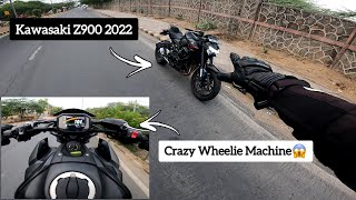 Riding the Z900 2022  Wheelies on Z900  Kawasaki Z900 review  Is it worth buying  wheelies [upl. by Adnohsad]