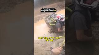 Running over Braydon’s foot 😭 atv mudding canam [upl. by Malinin950]