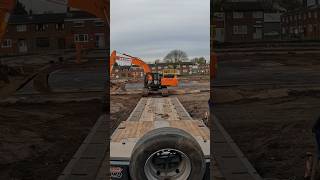 Loading a Hitachi ZX300 in St Helens fox excavator lowloader construction intheyard digger [upl. by Atat]