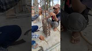 Steel bar installation for ground floor column of villa project [upl. by Arinaj289]