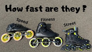 What is the fastest skate  Test and review Street vs Fitness vs Speed skates [upl. by Ahsiaa698]