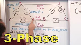 01  DeltaDelta 3Phase Circuit Problems Part 1 AC Circuit Analysis [upl. by Adnamma312]