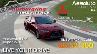 Assoluto Racing  Nürburgring Time Attack 652300 Mitsubishi Lancer EVO X Gameplay [upl. by Ariam]