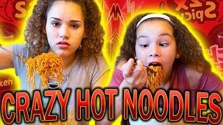 Nuclear Fire 2X Noodles Challenge Haschak Sisters [upl. by Buckels]