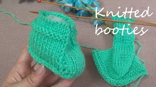 Baby booties How to Knit BABY BOOTIES simple for beginnerseasy [upl. by Conley]