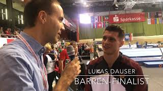 Turnier der Meister Lukas Dauser freut sich über WeltcupFinale am Barren [upl. by Bary]