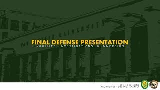 LIVE  Final Defense Presentation for Inquiries Investigations and Immersion  12 STEM 1 [upl. by Salangi]