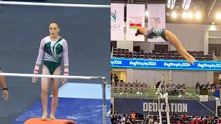 Kaylia Nemour ALG 🇩🇿 🇫🇷  🥇 HUGE 15433 Bars Routine Judges Angle  Baku World Cup 2024 [upl. by Kciredor]