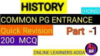 PG HISTORY 200 MCQ FOR ODISHA CPETPG ENTRANCE EXAM 2020 PART 1 [upl. by Htebasile]