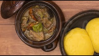 Recette Ivoirienne  Foutou Banane et sa Sauce Gouagouassou [upl. by Gracye]