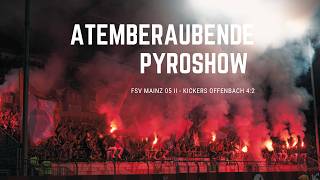 OFCPyroshow in Mainz  Atemberaubende Stimmung FSV Mainz II Kickers Offenbach [upl. by Eeresed]