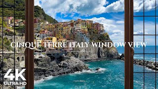 4K Coastal town Manarola Cinque Terre in Italy window view  Relaxing Calming Ambience [upl. by Corina462]