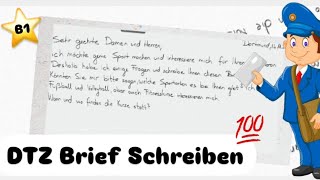 DTZ Brief Schreiben B1 Prüfung TELC prüfung briefschreiben dtz telcprüfung [upl. by Ydne]