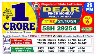 🔴LIVE Nagaland Lottery Result Today 8PM 21102024 Dear Finch Monday [upl. by Talie88]