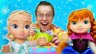 Frozen Elsa ja Anna nuket Hoidetaan Elsa Frozennukkea lasten lelujen ja nukkejen kanssa [upl. by Pilar]