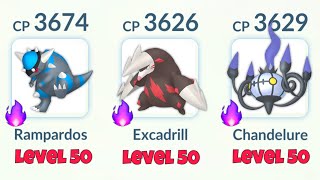 NEW LeveL 50 Shadow Exadrill Rampardos Chandelure in Pokemon GO [upl. by Schwab857]