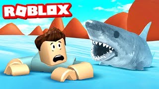 SURVIVE THE SHARK ATTACK IN ROBLOX [upl. by Ateekahs]