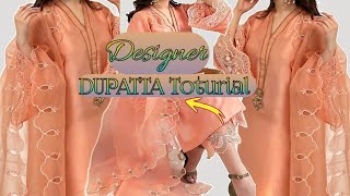 Recreation of Designer Dupatta DesignHow To Design Elegant DupattaPrinted Suit Dupatta Idea [upl. by Leatrice]